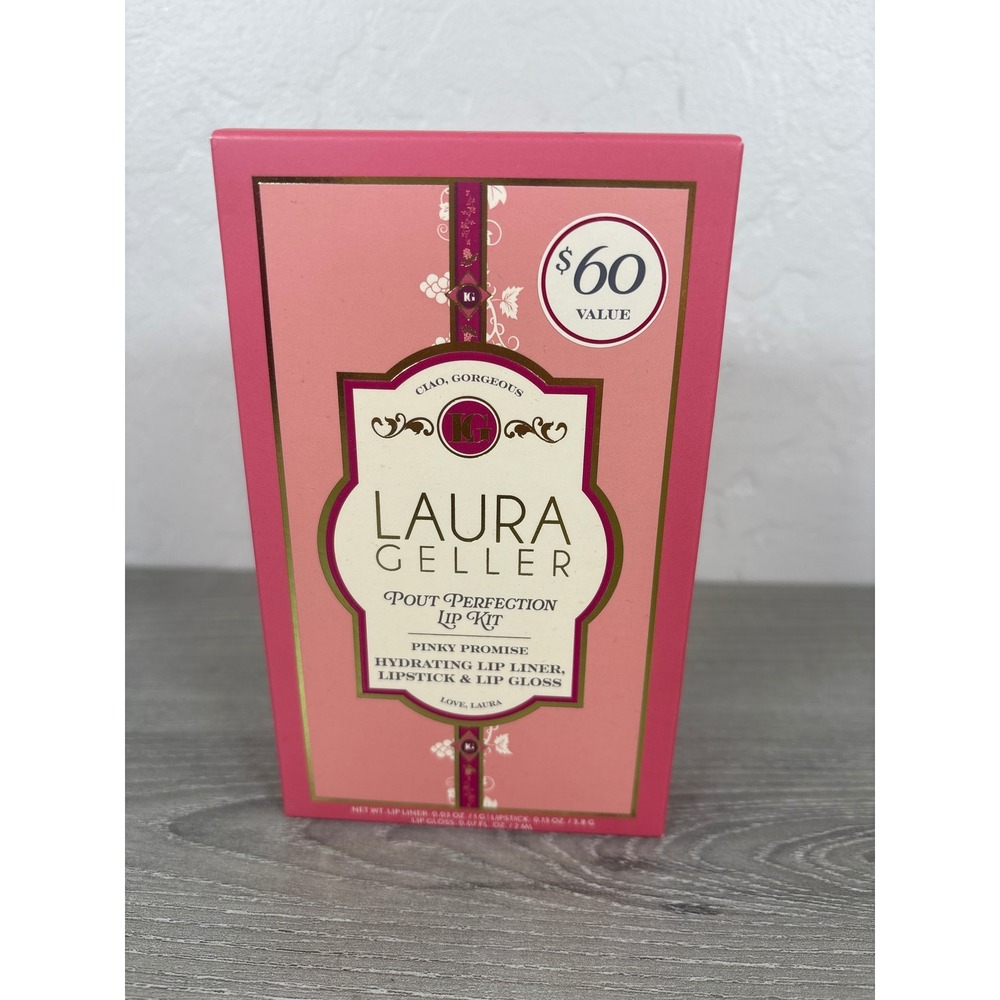 Laura Geller Pout Perfection Lip Kit Pinky Promise Liner Lipstick Gloss Set NEW